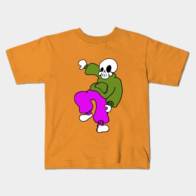 Funky Skeleton Dude - In Color! Kids T-Shirt by BRAVOMAXXX